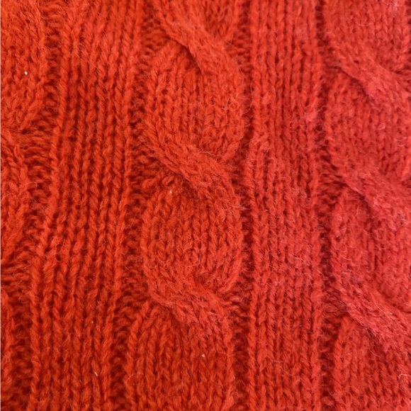 VTG British Shetland Wool Sweater Size 38 Cable Knit red orange J.G. Hook - Picture 5 of 8